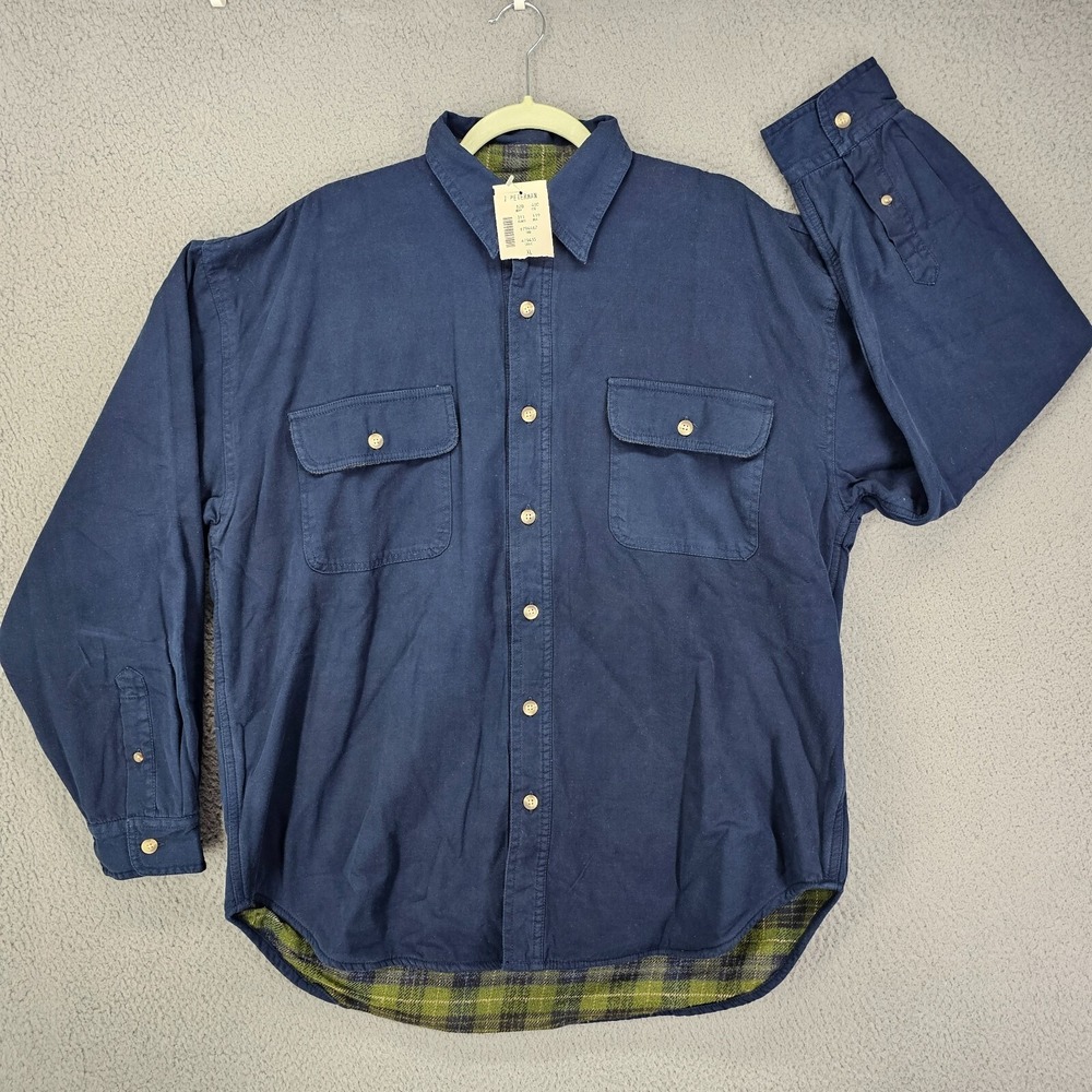 The J Peterman Company Flannel Lined Shirt Mens XL Blue Heavyweight Shacket